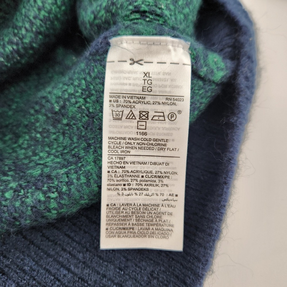 Old Navy Womens XL Green Blue Plaid Crew Neck Long Sleeve Pullover Sweater - Picture 4 of 6